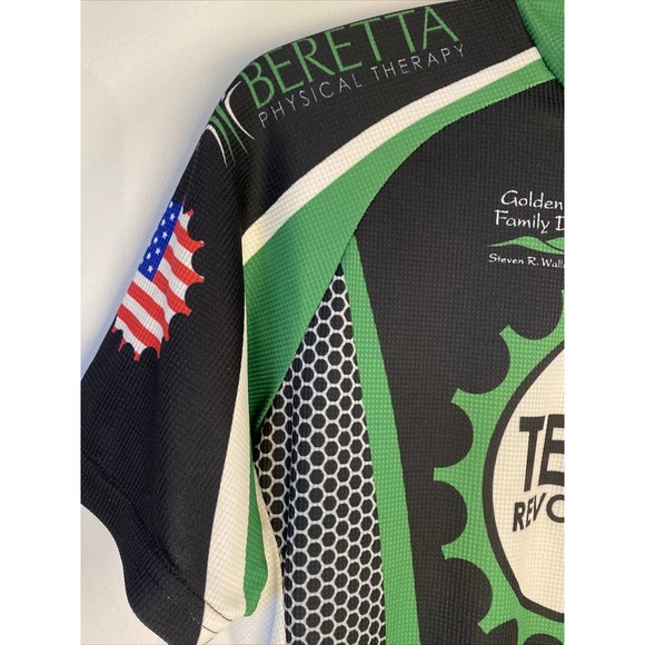 Voler Mens Medium Cycling Jersey Team Revolution Green Black White Large - Picture 6 of 9